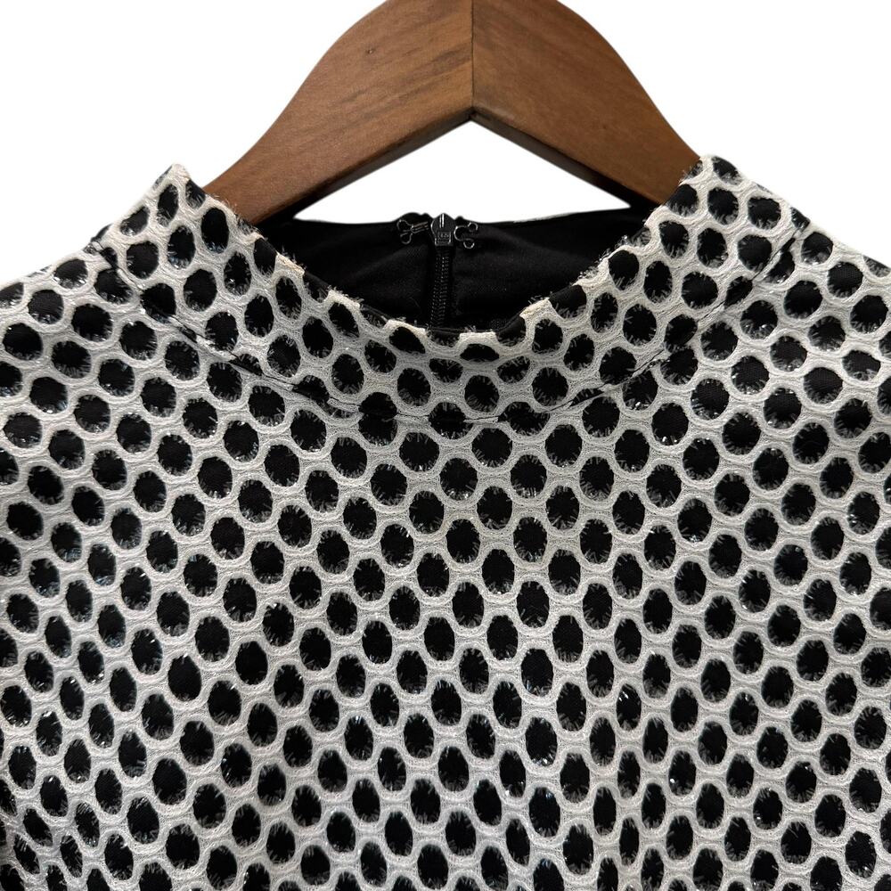 CQ By CQ Blouse Womens Medium Silver Glitter Polka Dot Mock Neck Balloon Sleeve - Picture 3 of 13